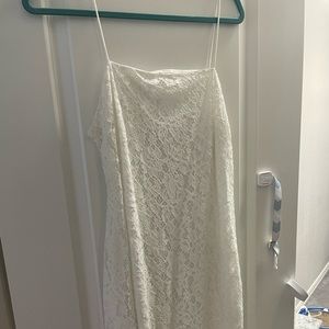 White lace slip dress